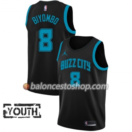 Camiseta Niños NBA Charlotte Hornets Cody Bismack Biyombo 8 2018-19 Jordan Brand City Edition Negro Swingman